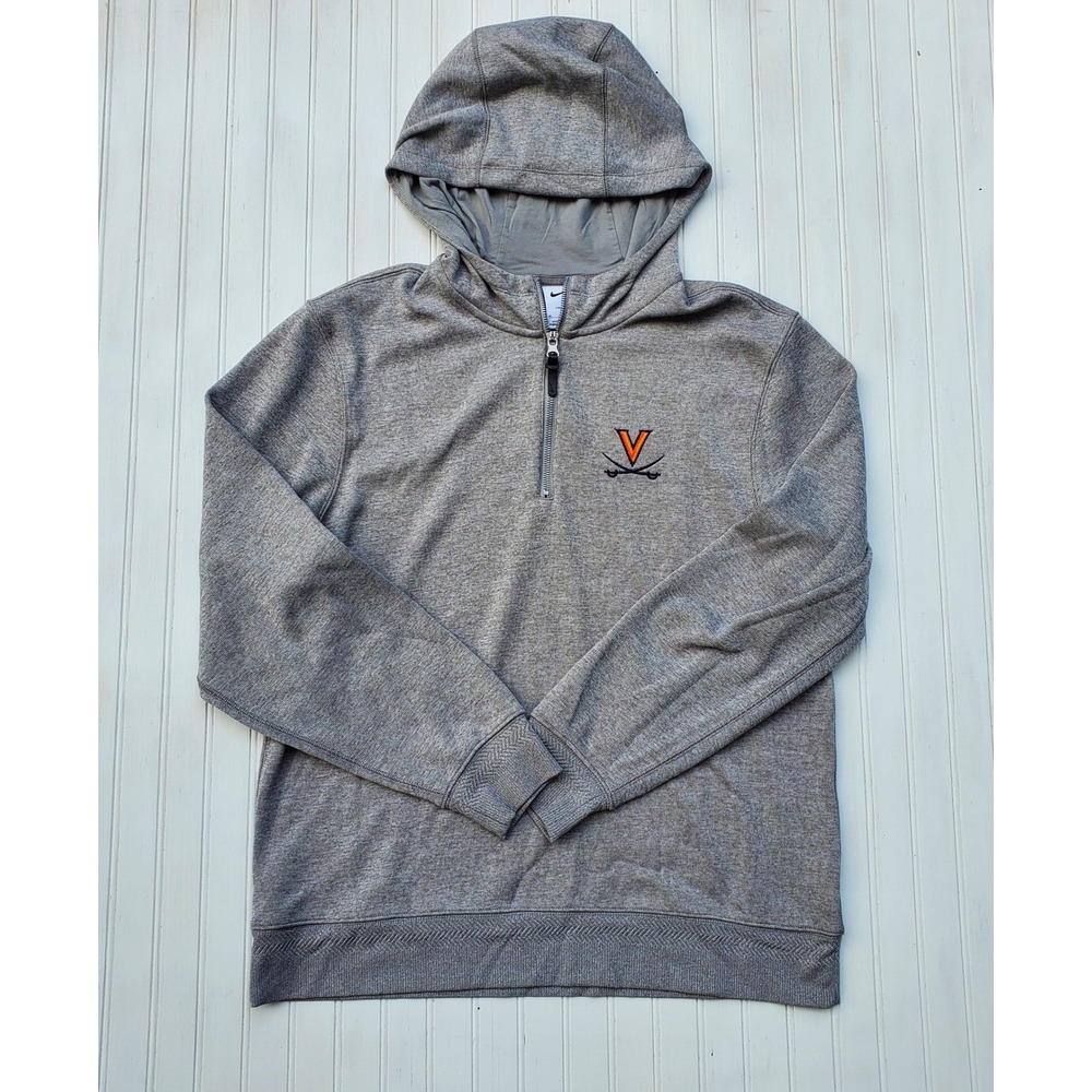 Nike Virginia Cavaliers UVA Dri-FIT Quarter Zip Hoodie Gray Mens Medium